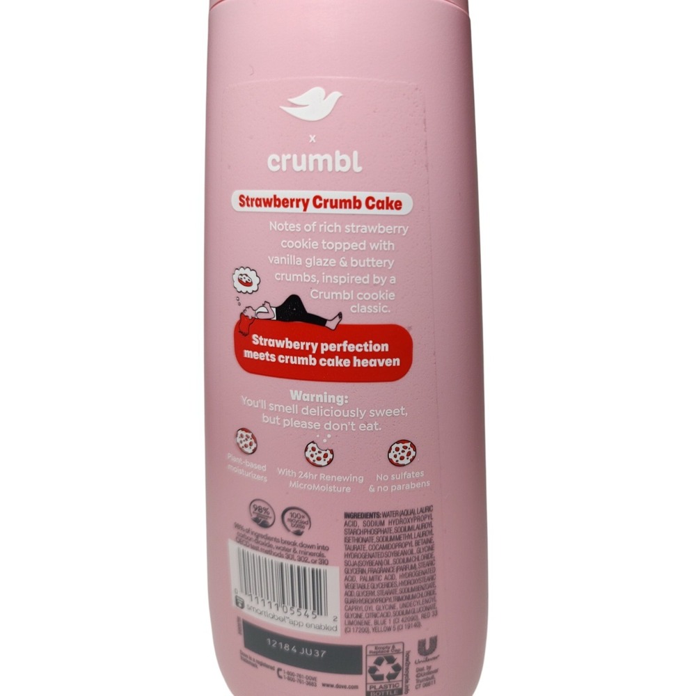 New Dove X Crumbl Moisturizing Liquid Body Wash Strawberry Crumb Cake 20 oz - Picture 3 of 4